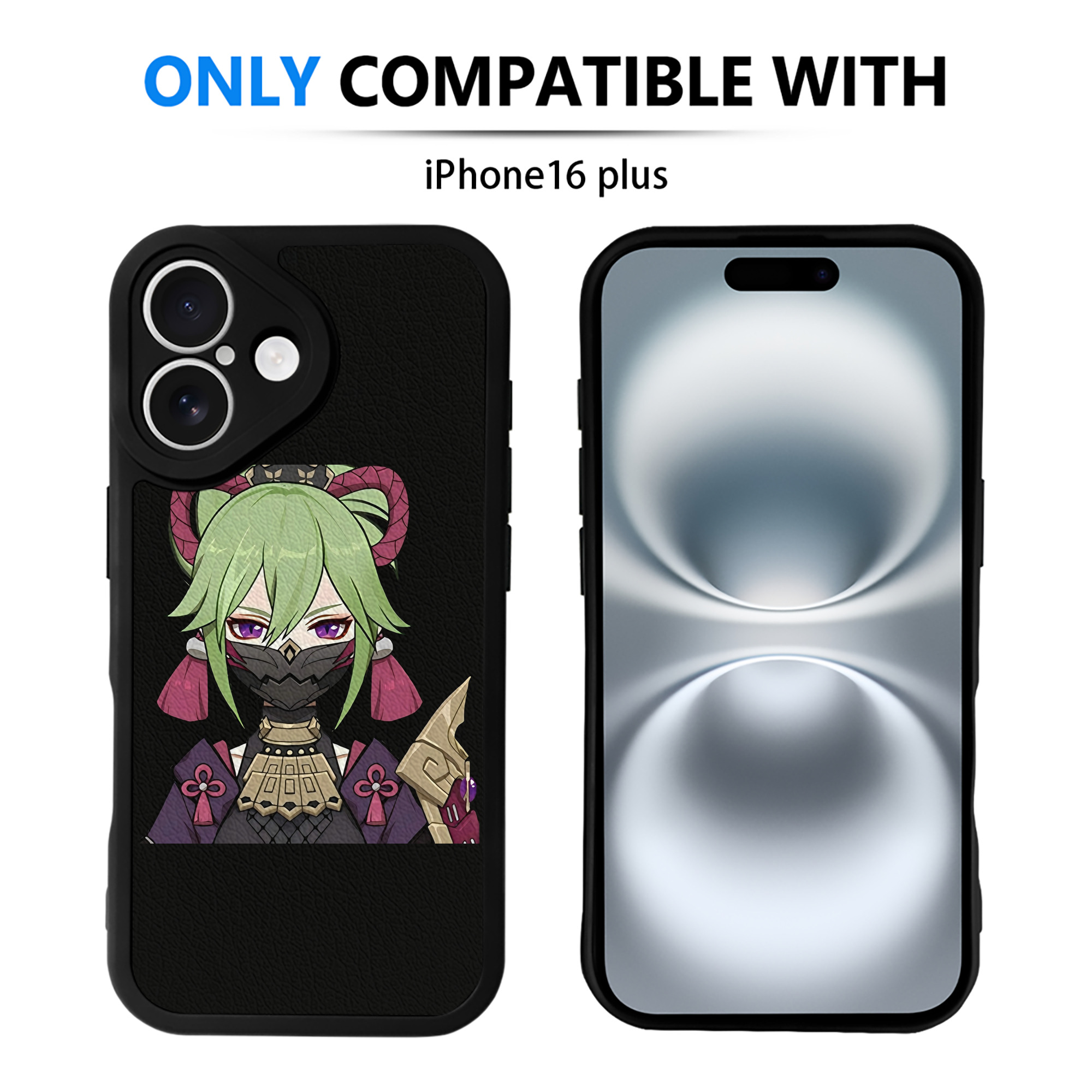 げんし神  久岐忍 くき しのぶ genshin Kuki Shinobu 【iPhone 16シリーズ対応】シリコンスマホケース（レザー調） 材質：シリコン